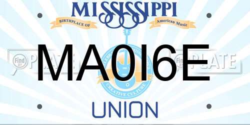 MA0I6E Mississippi License Plate