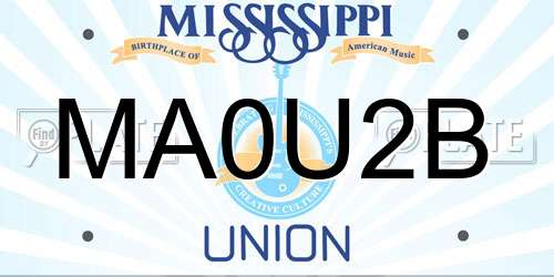 MA0U2B Mississippi License Plate