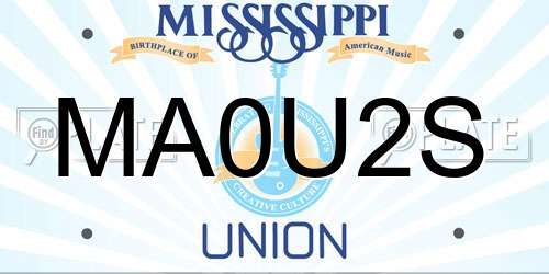 MA0U2S Mississippi License Plate