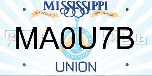 MA0U7B Mississippi License Plate