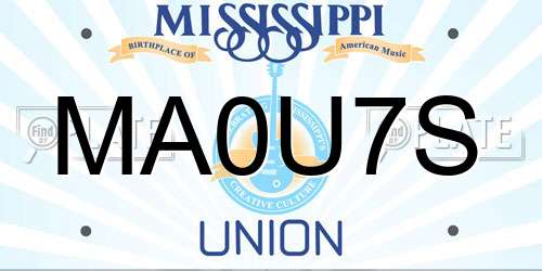 MA0U7S Mississippi License Plate
