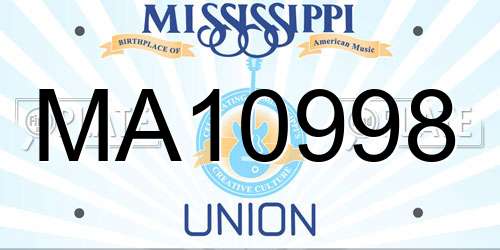MA10998 Mississippi License Plate