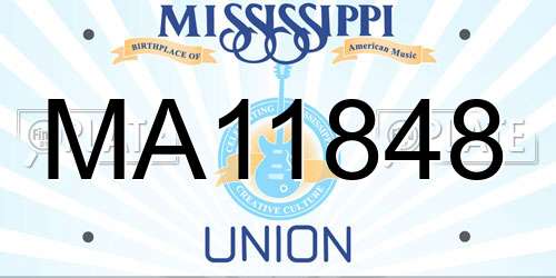 MA11848 Mississippi License Plate