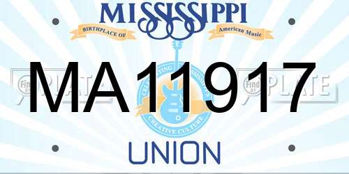 MA11917 Mississippi License Plate