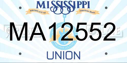 MA12552 Mississippi License Plate