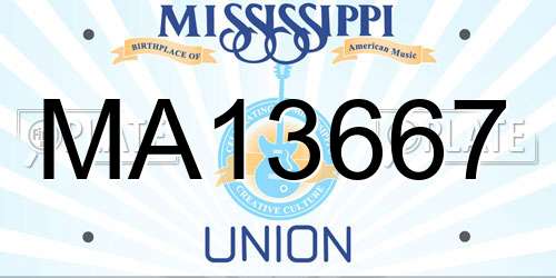 MA13667 Mississippi License Plate