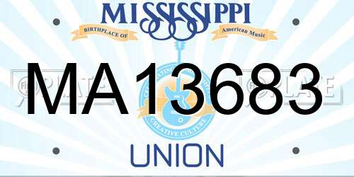MA13683 Mississippi License Plate