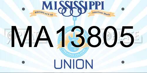 MA13805 Mississippi License Plate