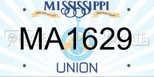 MA1629 Mississippi License Plate