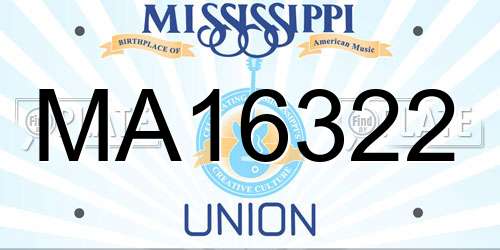 MA16322 Mississippi License Plate