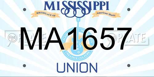 MA1657 Mississippi License Plate