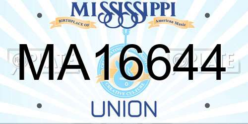 MA16644 Mississippi License Plate