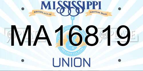 MA16819 Mississippi License Plate