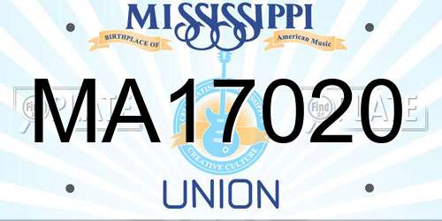 MA17020 Mississippi License Plate