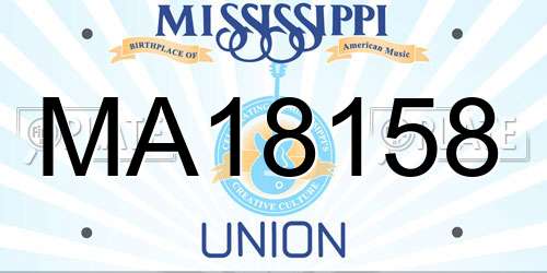 MA18158 Mississippi License Plate