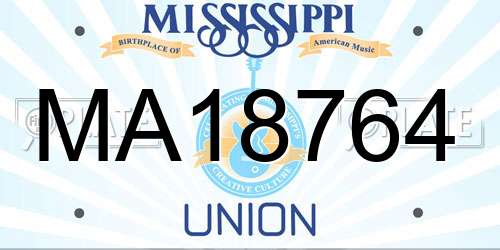 MA18764 Mississippi License Plate