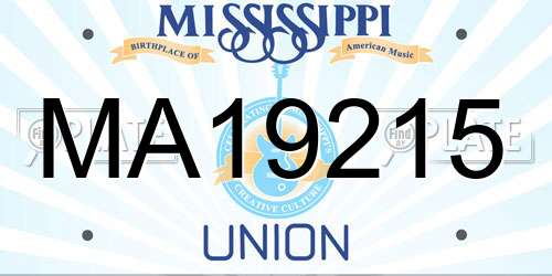 MA19215 Mississippi License Plate