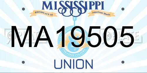 MA19505 Mississippi License Plate