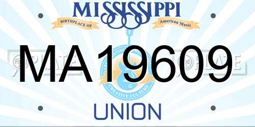 MA19609 Mississippi License Plate
