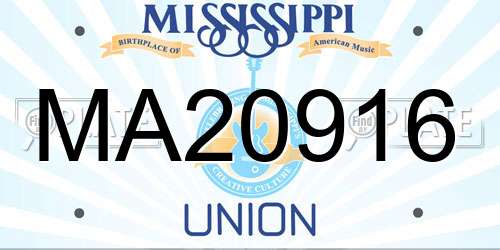 MA20916 Mississippi License Plate