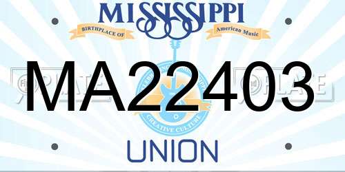 MA22403 Mississippi License Plate