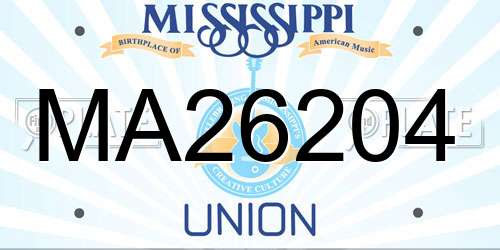 MA26204 Mississippi License Plate