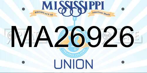 MA26926 Mississippi License Plate
