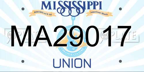 MA29017 Mississippi License Plate