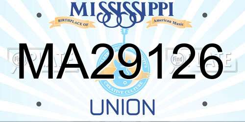MA29126 Mississippi License Plate
