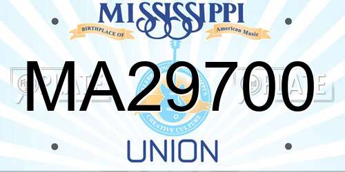 MA29700 Mississippi License Plate