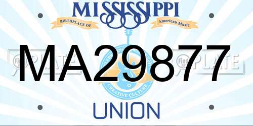 MA29877 Mississippi License Plate