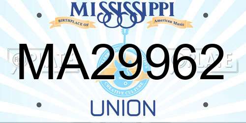 MA29962 Mississippi License Plate
