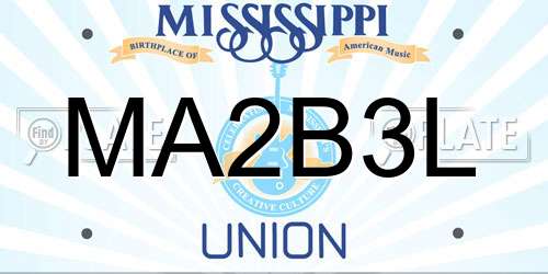 MA2B3L Mississippi License Plate