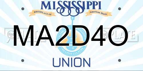 MA2D4O Mississippi License Plate