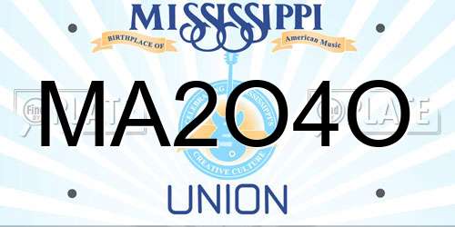 MA2O4O Mississippi License Plate