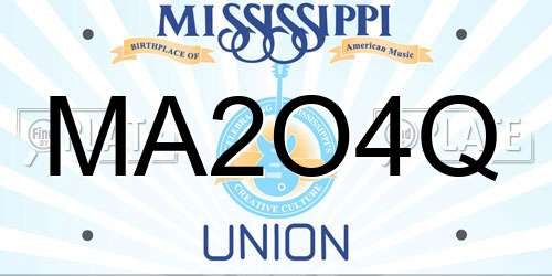 MA2O4Q Mississippi License Plate