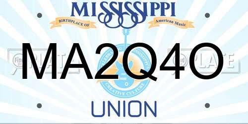MA2Q4O Mississippi License Plate