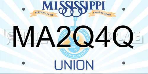 MA2Q4Q Mississippi License Plate