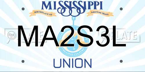 MA2S3L Mississippi License Plate