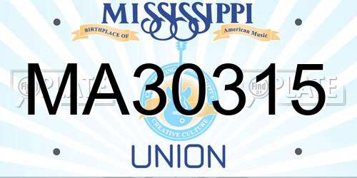 MA30315 Mississippi License Plate