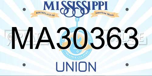 MA30363 Mississippi License Plate