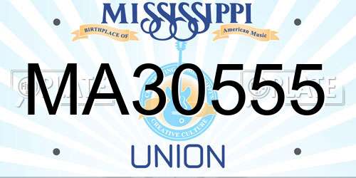 MA30555 Mississippi License Plate
