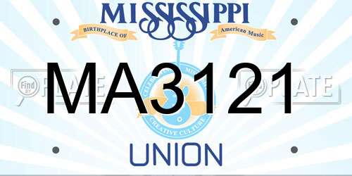 MA3121 Mississippi License Plate