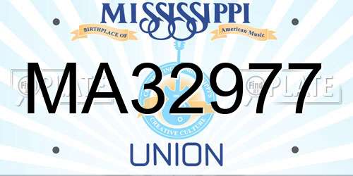 MA32977 Mississippi License Plate