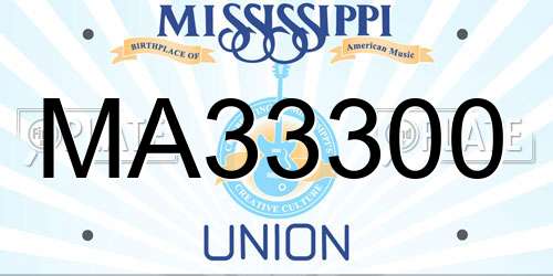 MA33300 Mississippi License Plate