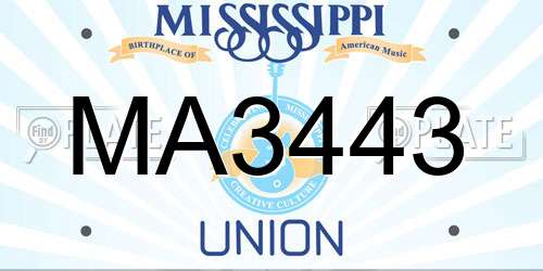 MA3443 Mississippi License Plate