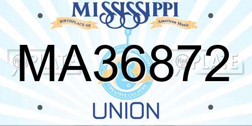 MA36872 Mississippi License Plate