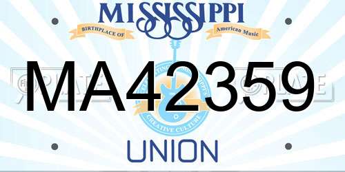 MA42359 Mississippi License Plate