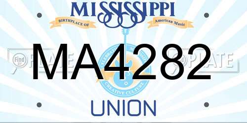 MA4282 Mississippi License Plate