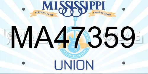 MA47359 Mississippi License Plate